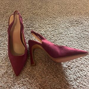Express Maroon Slingback Heels